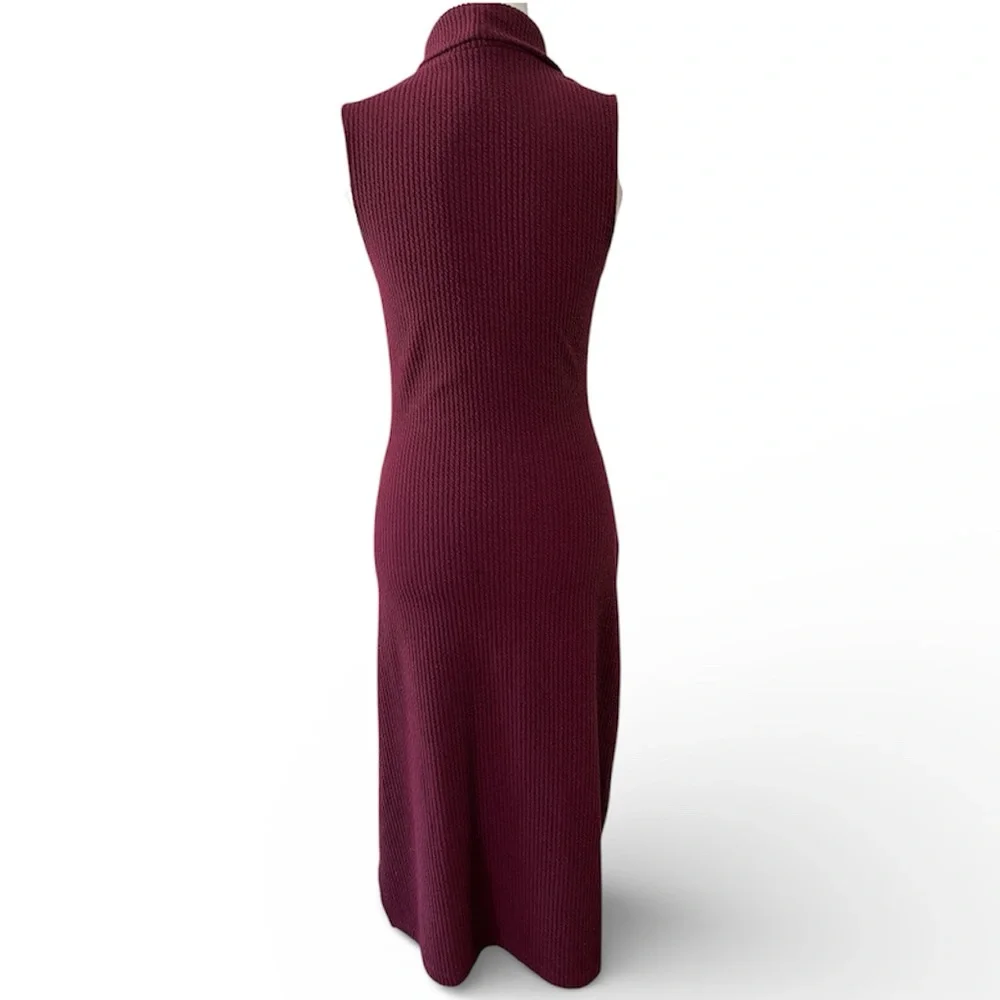 UO Silence + Noise Burgundy Sleeveless Mock Neck Maxi Sweater Dress - small